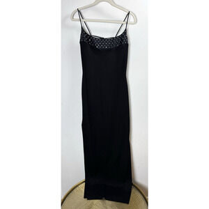 Vintage Nicole Bakti Rhinestone Formal Maxi Dress Sophisticated Glam Elegant L